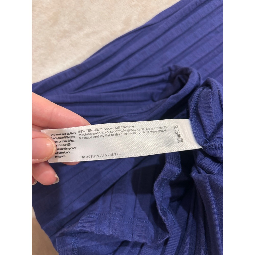 Eileen Fisher Royal Blue Ribbed Tank Dress Small Mock Neck Sleeveless Midi - Picture 6 of 10